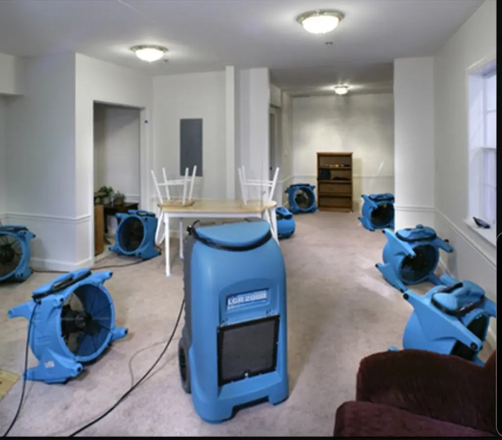 Air movers and dehumidifier setup for Water Extraction & Removal in Rochester Hills